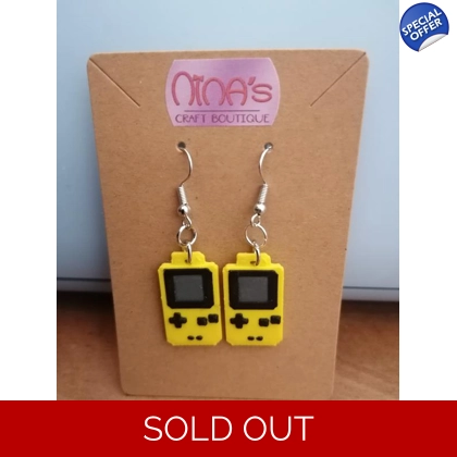 Gameboy Yellow Retro 3D Printed Earrings Set